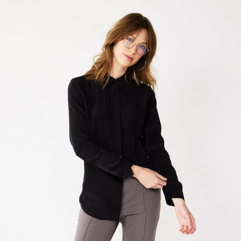 Nine West Black Button Down Shirt